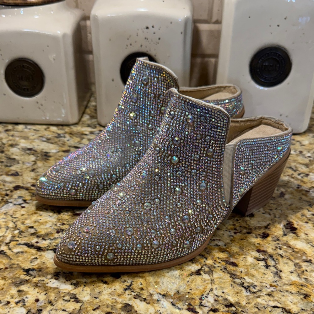 Iridescent jeweled mules